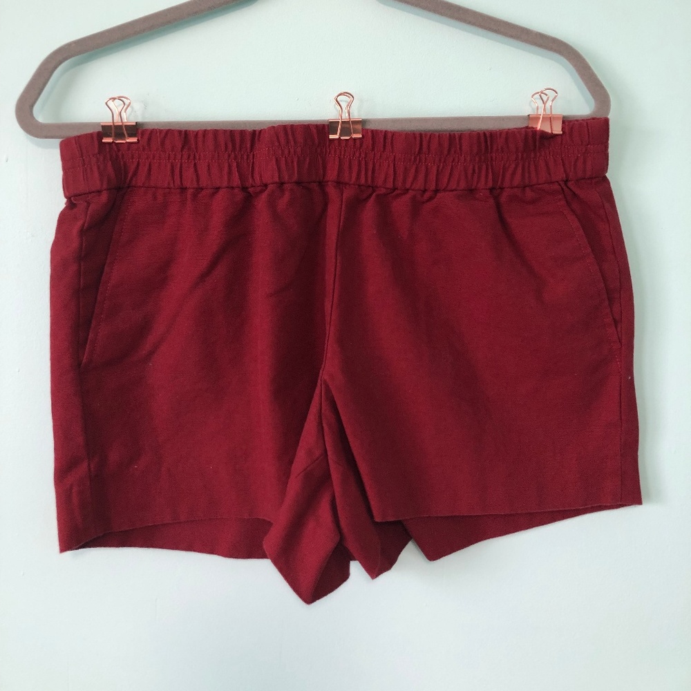 J. Crew Factory Dark Red Boardwalk Pull-On Short